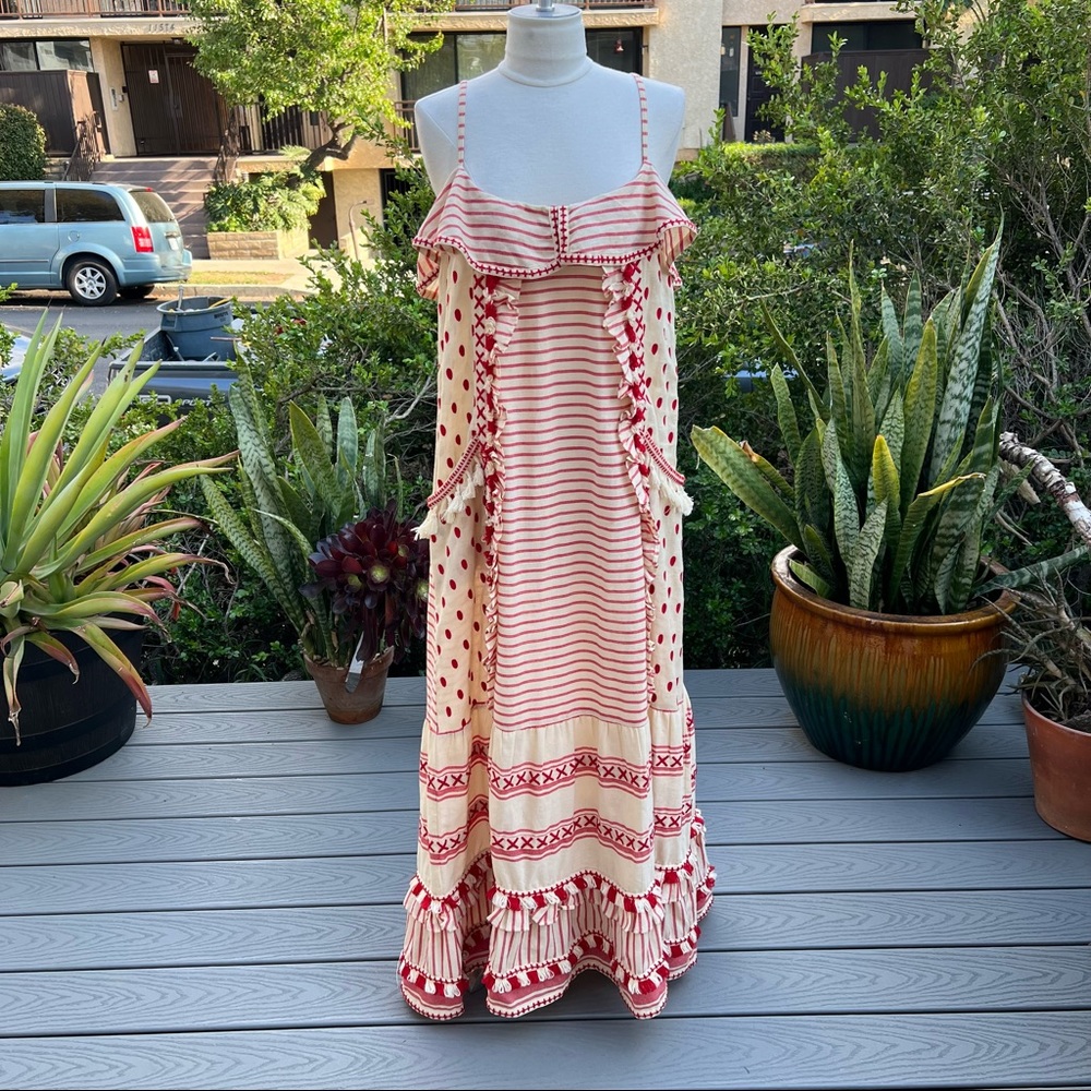 Dodo Bar Or Red and Cream Maxi Dress